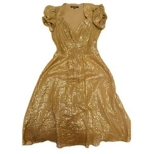 Rare Black Tag Gold/Silver Betsey Johnson Cap Sleeve Dress.